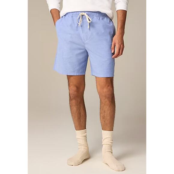 J.Crew 7'' Lounge Short in Broken-in Oxford Cloth in Raincoat Blue Size Medium - Picture 1 of 8